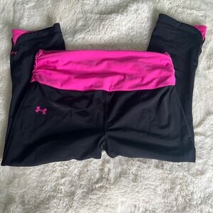 Under Armour Black capris Leggings with Pink Waistband